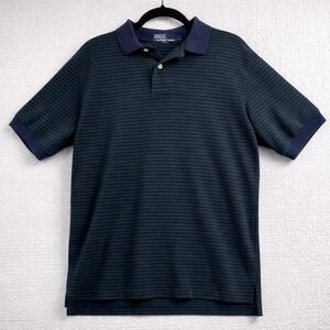 Polo Ralph‎ Lauren Mens Striped Short Sleeve Polo Shirt Size L Navy Green